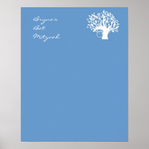 Bat Mitzvah Sign In Board Blue Tree of Life