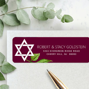 Bat mitzvah Star of David Burgundy Adresse de reto