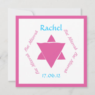 Bat Mitzvah Star of David invitation, personalised Invitation