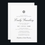 Bat Mitzvah Star of David Minimalist Modern Invitation<br><div class="desc">Design is composed of sans serif typography and playful cursive script typography on a simple background. 

Available here:
http://www.zazzle.com/store/selectpartysupplies</div>