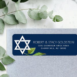 Bat Mitzvah Star of David Navy Blue Floral Address<br><div class="desc">Be proud, rejoice and showcase this milestone of your favourite Bat Mitzvah with this sophisticated, personalized return address label! A white Star of David, watercolor leaf, and modern san serif type overlay a navy blue background. Personalize the custom text with your name and address. Guaranteed to add stylish fun to...</div>