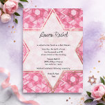 Bat Mitzvah Star of David Pink Damask Hebrew<br><div class="desc">Bat Mitzvah Star of David Pink Damask Designed by Carrie Fink.  Name in Hebrew is Foiled Printed and shipped by Zazzle or their partners.</div>