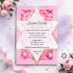 Bat Mitzvah Star of David Pink Damask Hebrew<br><div class="desc">Bat Mitzvah Star of David Pink Damask Designed by Carrie Fink.  Name in Hebrew is Foiled Printed and shipped by Zazzle or their partners.</div>