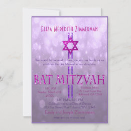 Bat Mitzvah | Star of David | Purple Invitation