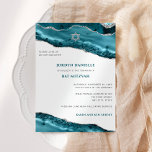 Bat Mitzvah Teal and Silver Agate Modern Invitation<br><div class="desc">This modern design features a beautiful teal and silver glittery agate border and your custom text on the front and back if needed.  Use the template form to add your text.  The advanced editing menus,  accessed by choosing "customize further",  will allow you to change the fonts,  colours and layout.</div>