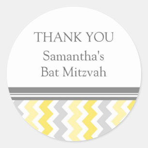 Bat Mitzvah Thank You Custom Name Favour Tag Lemon