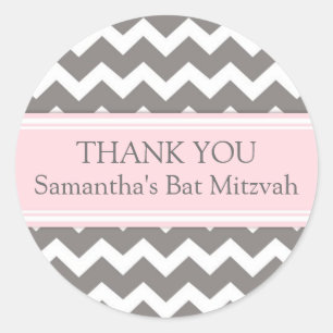 Bat Mitzvah Thank You Custom Name Favour Tags Pink