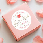 Bat Mitzvah Tropical Floral Watercolor Gold Script Classic Round Sticker<br><div class="desc">Be proud, rejoice and celebrate this milestone of your favourite Bat Mitzvah whenever you use this sophisticated, personalized sticker! A stylish, stunning, colourful, tropical watercolor plumeria flower, faux gold handwritten script, Star of David and glitter dots, along with rose pink modern sans serif type, overlay a white background. Personalize the...</div>