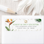 Bat Mitzvah Tropical Gold Palm Watercolor Address<br><div class="desc">Be proud, rejoice and celebrate this milestone of your favourite Bat Mitzvah with this sophisticated, personalized return address label! Stylish, stunning, colourful, tropical watercolor birds of paradise flowers, faux gold Star of David and glitter dots and green and grey modern sans serif type overlay a white background. Personalize the custom...</div>