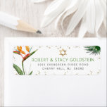Bat Mitzvah Tropical Gold Palm Watercolor Address<br><div class="desc">Be proud, rejoice and celebrate this milestone of your favourite Bat Mitzvah with this sophisticated, personalized return address label! Stylish, stunning, colourful, tropical watercolor birds of paradise flowers, faux gold Star of David and glitter dots and green and grey modern sans serif type overlay a white background. Personalize the custom...</div>