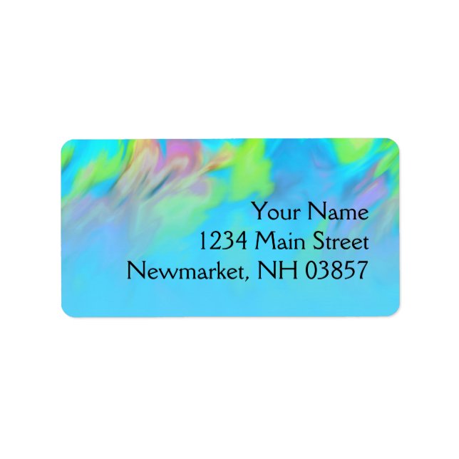 Bat Mitzvah Turquoise Blue Lime Pink Tie Dye Label (Front)