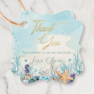 Bat Mitzvah Under the Sea Beach Ocean Birthday Favour Tags