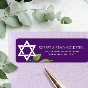 Bat mitzvah violet Star of David Adresse de retour