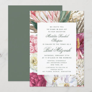 Bat Mitzvah Watercolor Floral Invitation