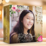 Bat Mitzvah Watercolor Floral Script Gold Photo Binder<br><div class="desc">Let your favourite Bat Mitzvah be proud, rejoice and celebrate her milestone with this stunning keepsake scrapbook memory album. A chic, stunning, pink and peach floral watercolor with white script typography and modern sans serif type overlay the photo of your choice. Additional watercolor flowers and a faux gold foil Star...</div>