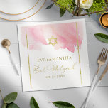Bat Mitzvah Watercolor Napkins | Abstract Pink<br><div class="desc">Join the magic of tradition and style with our 'Pink Watercolor' Mitzvah Bat Invitations! These invites,  drenched in soft hues of blush,  showcase your special event with elegance and heart. Elevate your celebration with these artistic keepsakes that guests are bound to cherish. Unfold memories in style.</div>