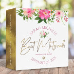 Bat Mitzvah Watercolor Pink Floral Gold Script Binder<br><div class="desc">Let your favourite Bat Mitzvah be proud, rejoice and celebrate her milestone with this stunning keepsake scrapbook memory album. A chic, stunning, pink and peach floral watercolor with faux gold foil Star of David and script typography, along with modern dusty rose sans serif type overlay a white background. Additional watercolor...</div>
