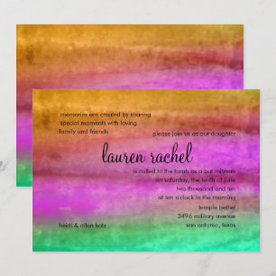 Bat Mitzvah Watercolor Streaks Invitation
