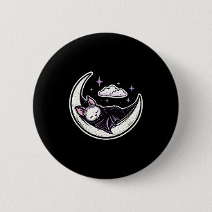 Bat moon creepy cute kawaii pastel goth purple alt 2 inch round button