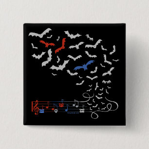 Bat Music Design 2 2 Inch Square Button