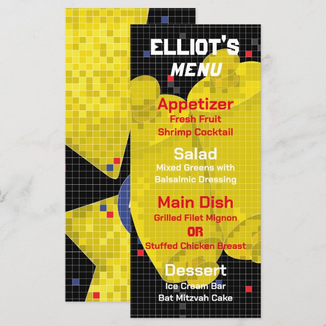 Bat or Bar Mitzvah GAME ON Food Menu (Front/Back)