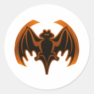 Bat Orange The MUSEUM Zazzle Gifts Classic Round Sticker