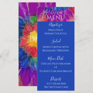 Bat ou Bar Mitzvah Elegant Tie Dye Menu Alimentair
