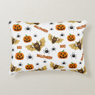 Bat, pumpkin and spider pattern accent pillow