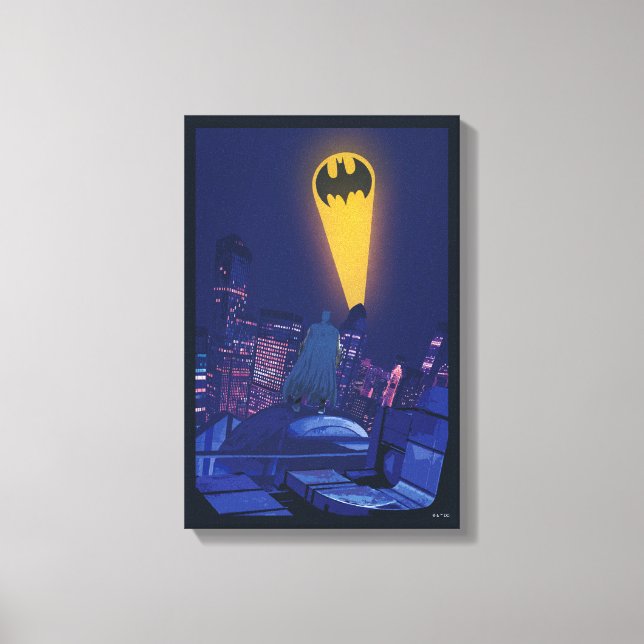 Bat Signal Over Gotham Canvas Print (Front)