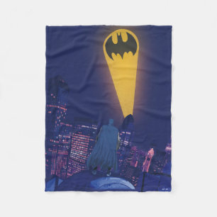 Bat Signal Over Gotham Fleece Blanket