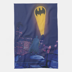 Bat Signal Over Gotham Kitchen Towel