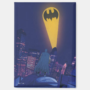 Bat Signal Over Gotham Magnet