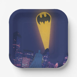 Bat Signal Over Gotham Paper Plate