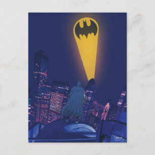 Bat Signal Over Gotham Postcard