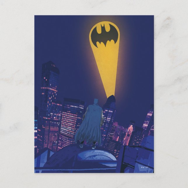 Bat Signal Over Gotham Postcard (Front)