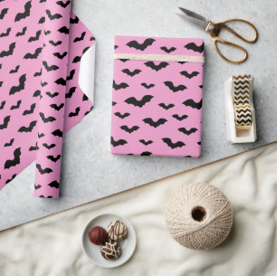 Bat silhouettes in pink wrapping paper