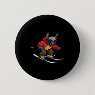 Bat Skier 2 Inch Round Button