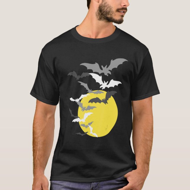 Bat swarm at full moon T-Shirt (Front)