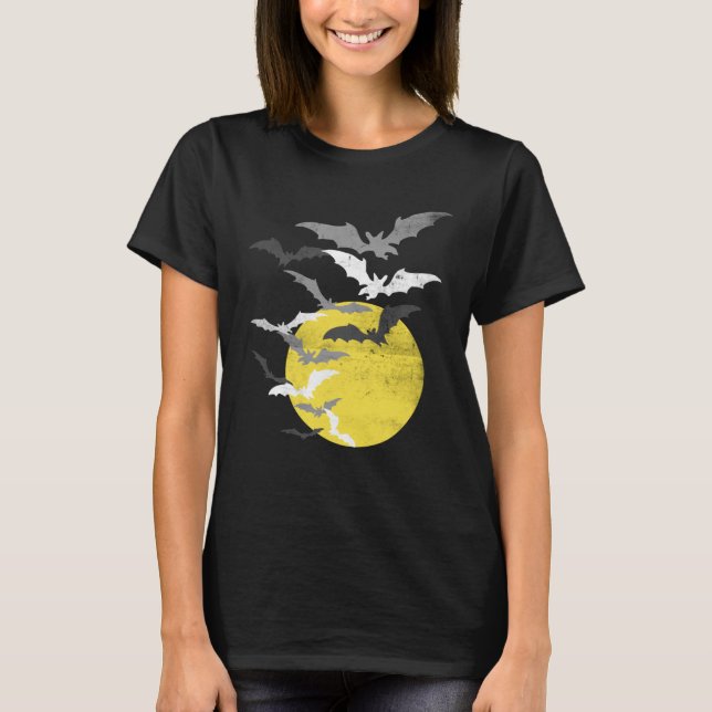 Bat Swarm at Full Moon Vintage T-Shirt (Front)