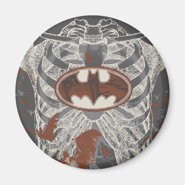 Bat Symbol Ribcage Vintage Collage Magnet (Front)