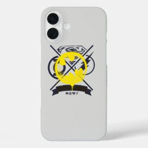Bat Symbol Tagged Over Justice League iPhone 16 Plus Case