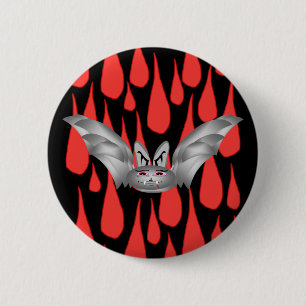 Bat T (silver) + drops 2 Inch Round Button