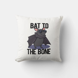 Bat To The Bone Funny Animal Pun Throw Pillow