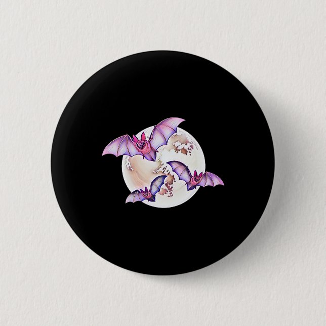 Bat Vampire Halloween Bats  2 Inch Round Button (Front)