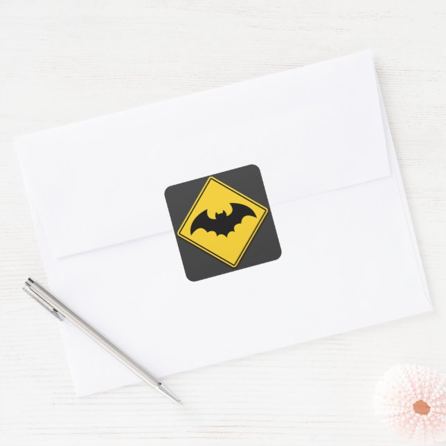 Bat Warning Halloween Square Sticker (Envelope)