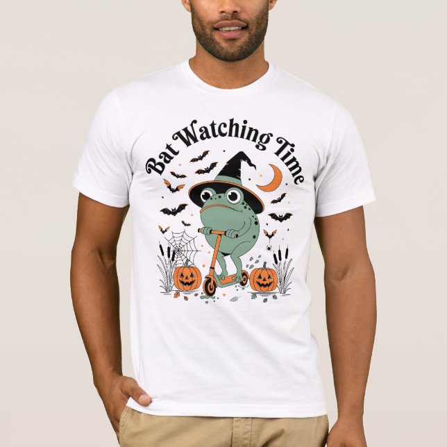 Bat Watching Time Funny Frog T-Shirt (Front)