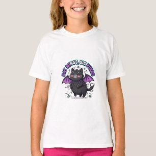 Bat Wings Big Purrs Cute Black Cat Halloween T-Shirt
