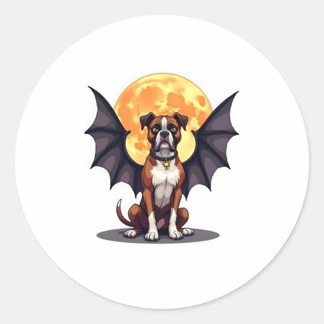 Bat Wings Boxer Classic Round Sticker (Front)