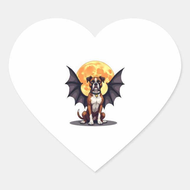 Bat Wings Boxer Heart Sticker (Front)