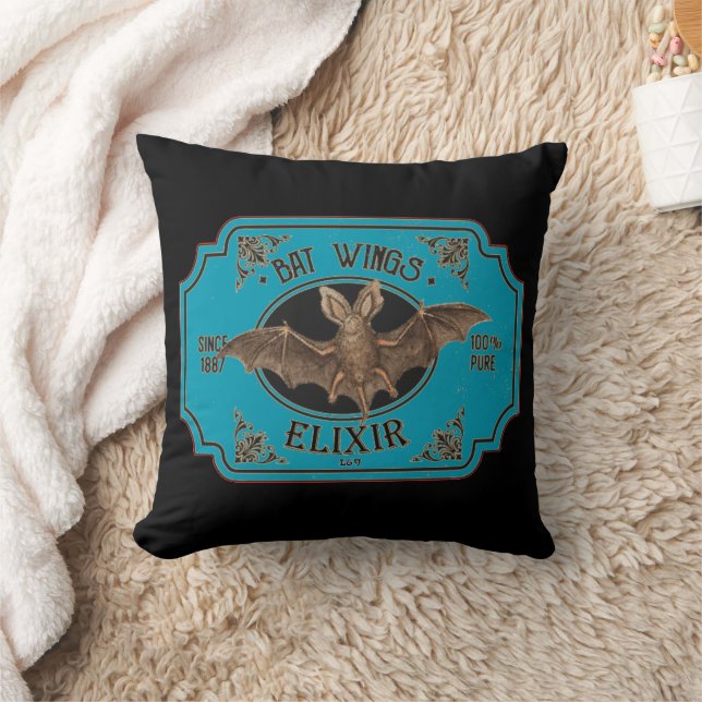 BAT WINGS ELIXIR  funny halloween  Throw Pillow (Blanket)